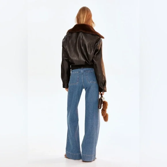 H&M HIGH WAIST WIDE LEG JEANS Size 6 - Picture 3 of 9